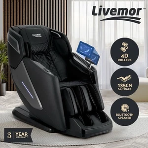 Livemor 4D Massage Chair Electric Recliner SL-track Full Body Massager Black - Picture 1 of 8