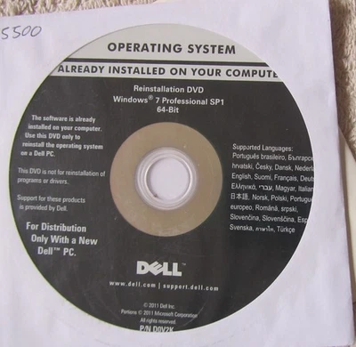 Dell Reinstallation DVD Windows 7 Professional SP1 64-bit - Image 1 of 2