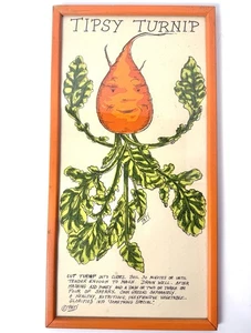 1963 Jacque Pati Tipsy Turnip Recipe Framed Kitchen Art Print Soovia Janis Vtg - Picture 1 of 10