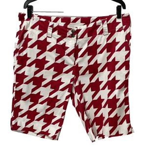 Loudmouth Shorts Womens Size 8 Bermuda Golf Red White Houndstooth READ - Picture 1 of 22