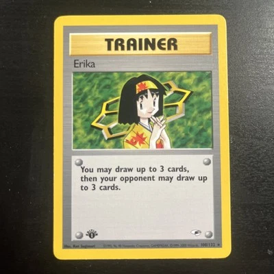 Pokémon TCG 1st Edition Erika Trainer Card 100/132 Gym Heroes Series - Image 1 of 2