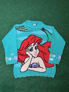 80s/90s Disney The Little Mermaid Knit Sweater Kids Youth Medium Cute Movie - Picture 1 of 8