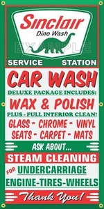 SINCLAIR DINO CAR WASH GAS SERVICE STATION VINTAGE SIGN REMAKE BANNER SIGN ART - Picture 1 of 1