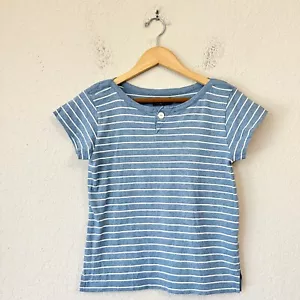 NWOT A.P.C. Striped Crew Neck One-Button Henley T-Shirt in Heather Blue Sz XS - Picture 1 of 8