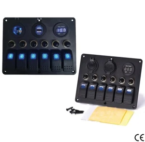 PANNELLO ELETTRICO A LED CON VOLTMETRO E 2 USB WATERPROOF IP65 - 12/24V - Foto 1 di 1