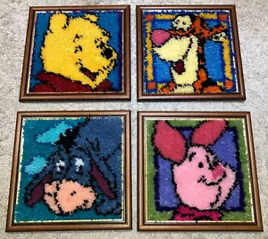 Disney Winnie the Pooh Tigger Piglet Eeyore Framed Rug Wall Art Set Vintage Rare - Bild 1 von 6