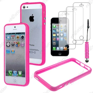 Housse Coque Etui Bumper Rose pour iPhone SE 5S 5 + Mini Stylet + 3 Film �cran - Photo 1 sur 1