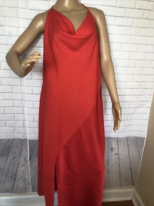 New Cushnie Target Blush Red   Satin Halter Neck Slip Dress (Size 20w) Plus’s - Picture 1 of 15