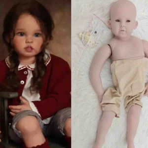 30" Reborn Baby Doll Unpainted Kit DIY Doll + Cloth Body + Eyes Handmade Gift - Picture 1 of 7