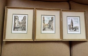 Roger Hebbelinck 3 Signed & Framed Brussels & Amsterdam Framed Prints - Picture 1 of 7
