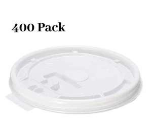 400 Pack - White Flat Tear Back Lids for Hot Cup, Coffee Cup, Paper Cup - Picture 1 of 4