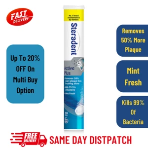 Steradent Active Plus Denture Daily Cleaner 30 Tablets Removes 50% More Plaque - Picture 1 of 5