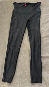 Spanx Velvet Velour Leggings Women's Size Extra Large Black Shining High Rise - Picture 1 of 8