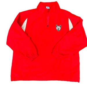 Vintage Mens Red Nylon 1/4 Zip Collard Jacket Pull Over Long Sleeve Coat Size XL - Picture 1 of 11