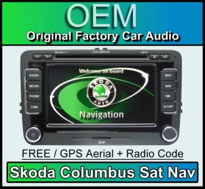 Skoda Columbus Sat Nav car stereo Superb Navigation radio CD player V16 MAPS - Image 1 of 4