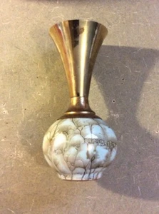 Delfter Knospen Vase Holland handbemalt Keramik und Messing - Bild 1 von 5