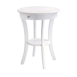 Winsome End Accent Table 20" Round White Solid Wood Storage Drawer Display Shelf - Picture 1 of 6