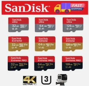 Micro SD Card GB Genuine SanDisk Ultra Extreme Pro Class 10 SDXC - Picture 1 of 9
