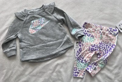 NIKE Sportswear Baby Girl's Crew Sweatshirt and Leggings Outfit, 2-piece set - Image 1 of 4