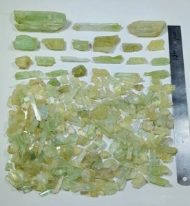 Natural Lemon Colour Fluorescent Triphane Kunzite Crystals Lot from Afghanistan - Picture 1 of 4