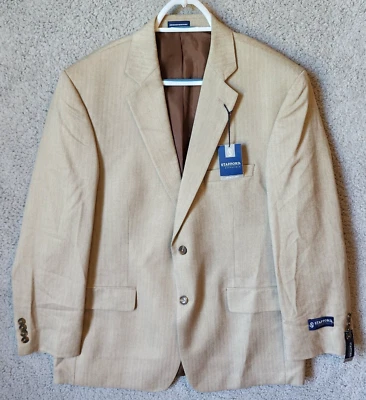 NEW Stafford Essentials Classic Fit Khaki Herringbone Sport Coat Jacket Size 42R - Image 1 of 4