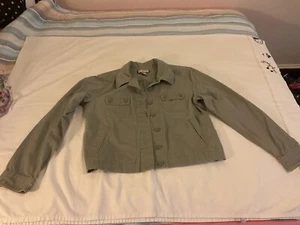Women’s Green Cotton Twill Jacket Size M - Picture 1 of 8