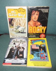 4 vintage classic movie paperbacks (Superman IV, Addams Family, Rocky, Love Bug) - Picture 1 of 1