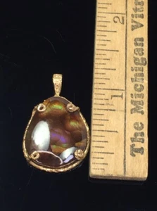 Collar colgante vintage de ágata de fuego mexicana de oro amarillo sólido de 14k 3,9 g - Imagen 1 de 13