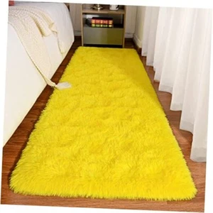 Fluffy Rugs for Bedroom Living Room, 2x6 Bedside Runner Rug 2'x6' Yellow - Picture 1 of 8