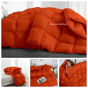 Gorgeous 1000 TC Down Alternative Comforter OR Sets Orange Solid Select Item - Picture 1 of 12