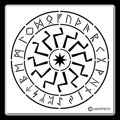 Rueda rúnica 12 X 12 pulgadas PLANTILLA alfabeto rúnico vikingo/pagano/wicca/nórdico/talismán Foto 1 de 4