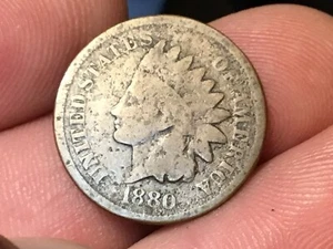 Centavo/penique cabeza india 1880, moneda de la era de la Guerra Civil - Imagen 1 de 24