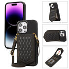 For iPhone 15 14 13 12 11 Pro Max XS SE3 Luxury Leather Case Cover Strap Mirror