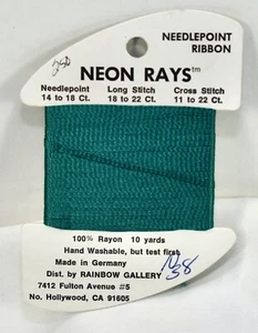 Rainbow Gallery Neon Rays rayon 10 yards N38 green ribbon - Picture 1 of 1