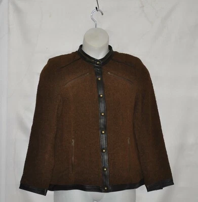 Jaqueta Linea by Louis Dell'Olio Boucle com acabamento em couro tamanho P marrom - Imagem 1 de 2
