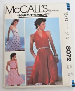 McCalls 8072 Dress Sewing Pattern Size 14 Vintage Uncut - Picture 1 of 6