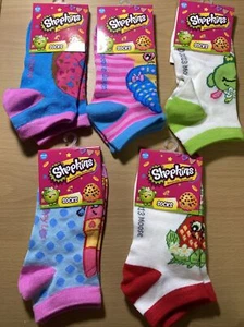 Shopkins Socks No Show 5 Pairs Girls Sock 6-8.5 shoe 7-3 New - Picture 1 of 3