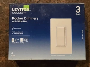 Leviton DSL06-3PW Decora Universal Rocker Slide Dimmer White (3-Pack) - Picture 1 of 5