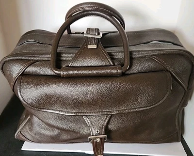 Tiara American Tourister vintage de cuero marrón maletín de tren bolsa de equipaje/equipaje de mano Foto 1 de 4