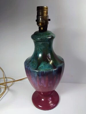 Fulper Arts And Crafts Pottery Ceramic Vase Lamp Moss to Rose Flambe - Image 1 of 4