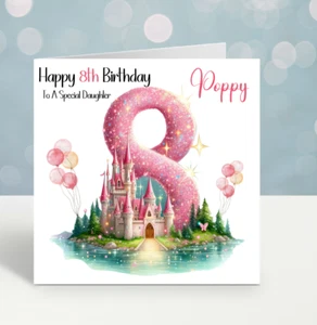 Personalised Girls 8th Birthday Card Daughter Sister Granddaughter Children's - Picture 1 of 5