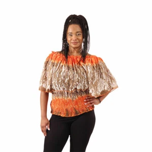 Women 0ff Shoulder Orange Brown elastic waist Blouse. Made in India. Free Size. - Picture 1 of 2