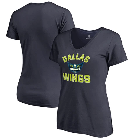 Women's Fanatics Branded Navy Dallas Wings Overtime V-Neck T-Shirt Cover
