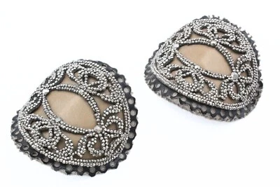 Antique Georgian Cut Steel Silk Gray Mint Condition Nude Brown Shoe Buckle - Image 1 of 4