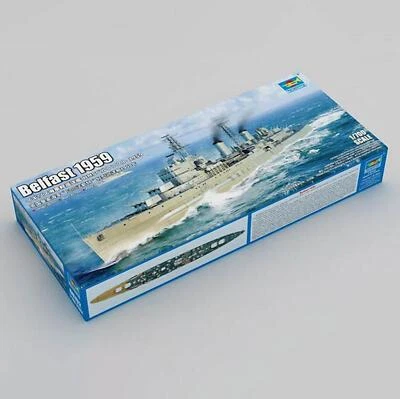 Trumpeter 1/700 Static Plastic Boat Royal Navy HMS Belfast 1959 Warship Kit - Image 1 of 4