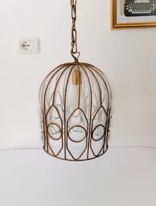 ♥ ANTICO LAMPADARIO IN VETRO VENEZIANO E FERRO VINTAGE ART DECO LIBERTY LAMPADA - Bild 1 von 8