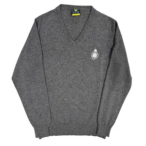 Lyle & Scott Golf 100% Cashmere Sweater Made in Scotland V-Neck Knit Grey Medium - Picture 1 of 10