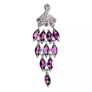 925 Sterling Silber Anhänger Marquise Rhodolith Smaragd Natur Edelstein Schmuck - Bild 1 von 13