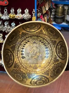 11 inches Buddha Carved Singing Bowl- Healing Bowls-Unique Design-Relaxation - Picture 1 of 4
