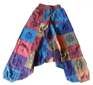 Patchwork Cotton Printed Hippy Boho Festival Trousers Harem Yoga Pants S/M L/XL - Picture 1 of 6